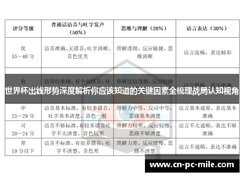 世界杯出线形势深度解析你应该知道的关键因素全梳理战局认知视角